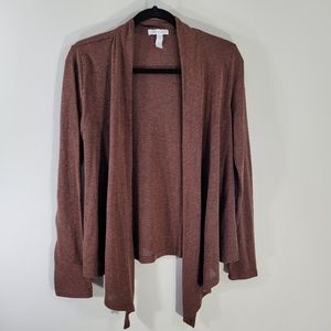 Ambiance Apparel Long Sleeved Brown Open Cardigan Size Large